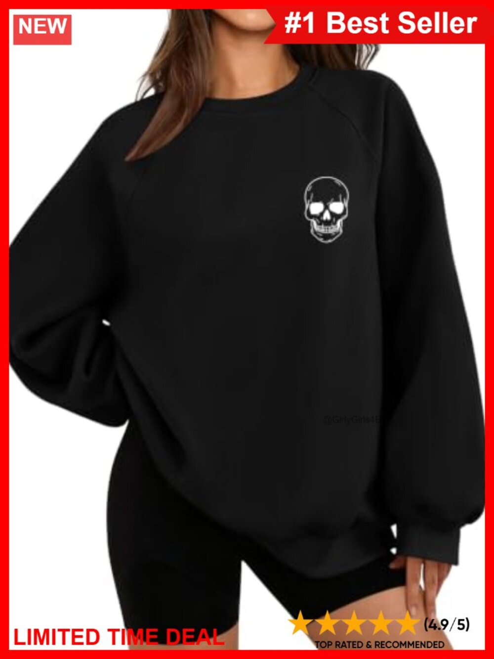 Oversized Long Sleeve Graphic Crew Neck Pullover Sweatshirt Juniors Womens